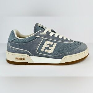 FENDI Match FF Women's Denim Suede Logo Fashion Ace Sneakers Size EU 37.5